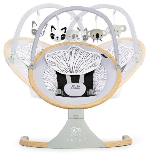 KINDERKRAFT Ležaljka za bebe Lumi wooden, siva - KBLUMI00GRY0000