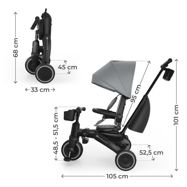 KINDERKRAFT tricikl jazz 3 grey - EP2977893