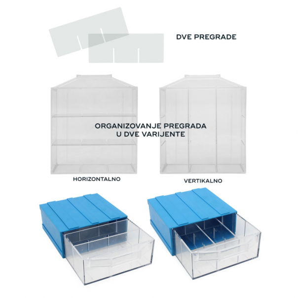 Klaser 1/1 sa 2 pregrade plavi - 73826