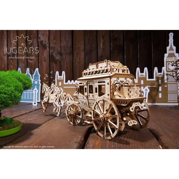 3d drvena mehanička puzzle - Poštanska kočija - 160