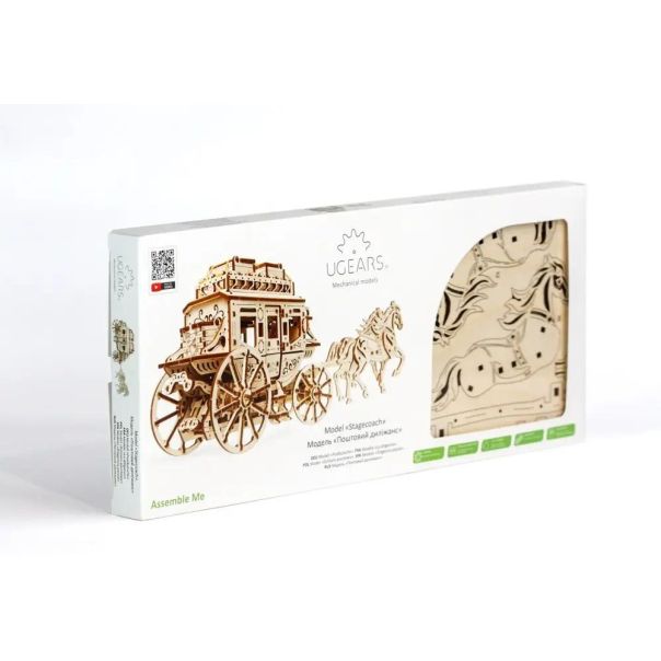 3d drvena mehanička puzzle - Poštanska kočija - 160