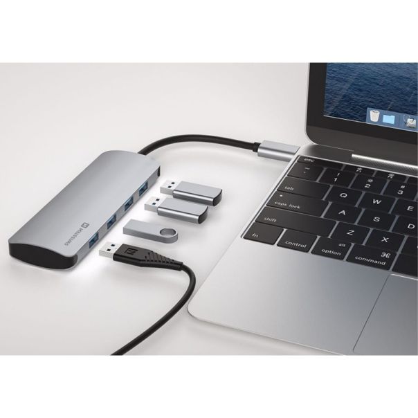 SWISSTEN HUB 4in1 USB C - 4X USB, aluminium - KON00368