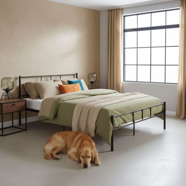 MODERNHOME Krevet sa metalnim ramom 140x200 cm sa podnicom black frame - EP2994487