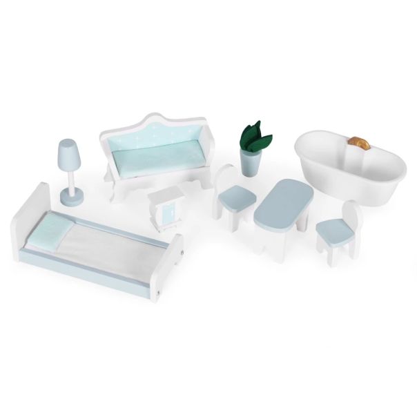 ECO TOYS Kućica za lutke alice na 3 sprata, 4 sobe, set sa 9 komada nameštaja – ecotoys - EP2749283