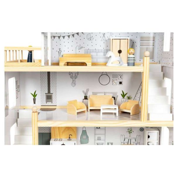 ECO TOYS Drvena kućica za lutke, 18 dodataka - W06A392