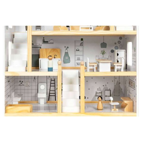 ECO TOYS Drvena kućica za lutke, 18 dodataka - W06A392