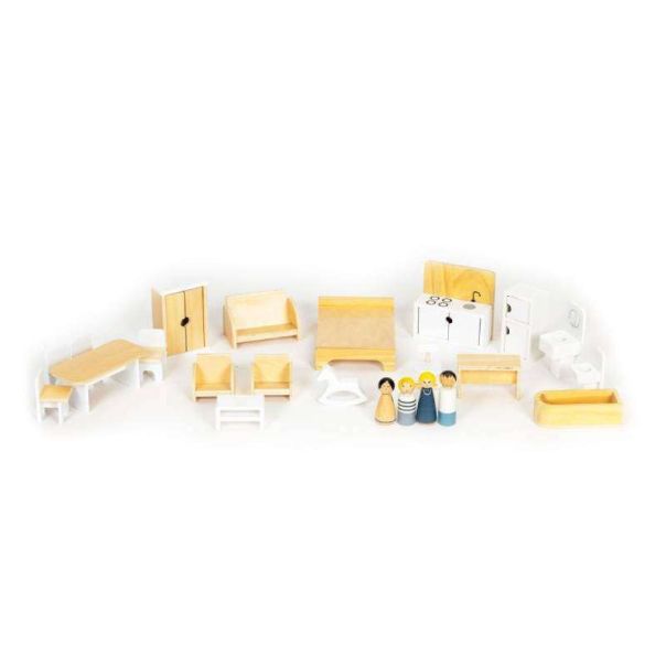 ECO TOYS Drvena kućica za lutke, 18 dodataka - W06A392