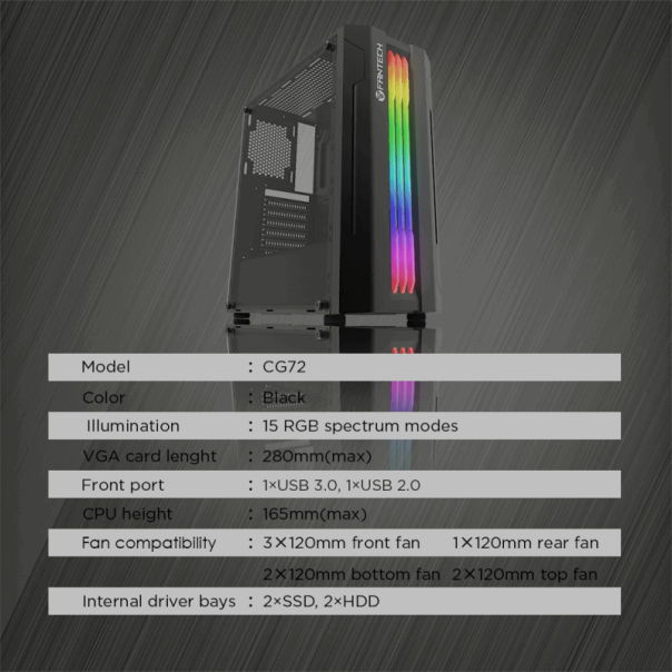 FANTECH Kućište CG72 CRNO - FT73180