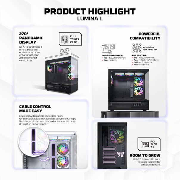 Kućište Gaming Fantech CG86 Lumina L crno - 223254