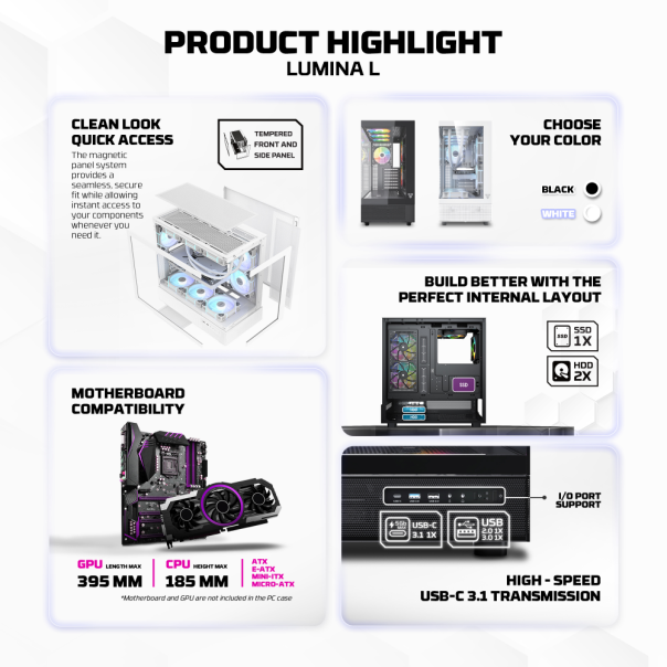 Kućište Gaming Fantech CG86 Lumina L crno - 223254