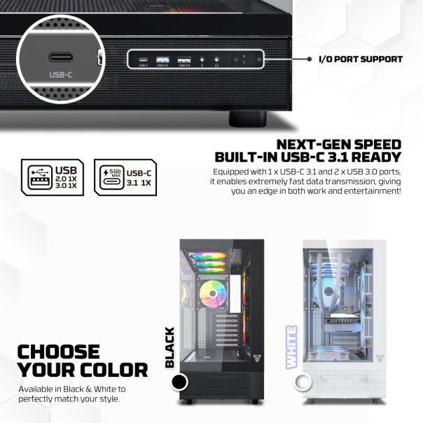 Kućište Gaming Fantech CG86 Lumina L crno - 223254