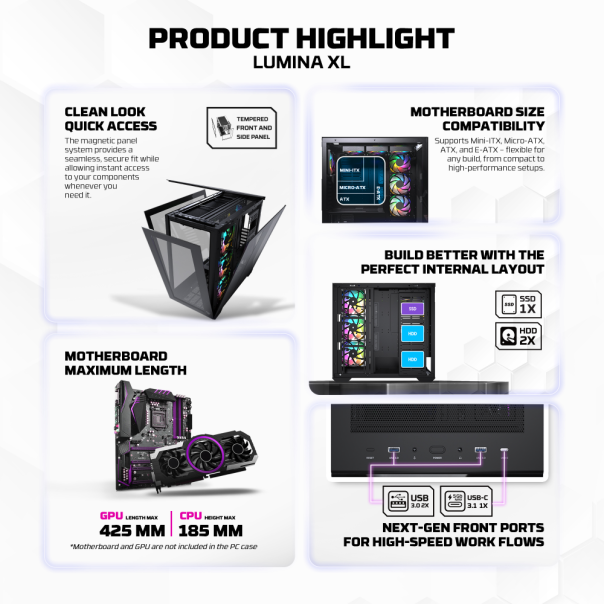 Kućište Gaming Fantech CG87 Lumina XL crno - 223255