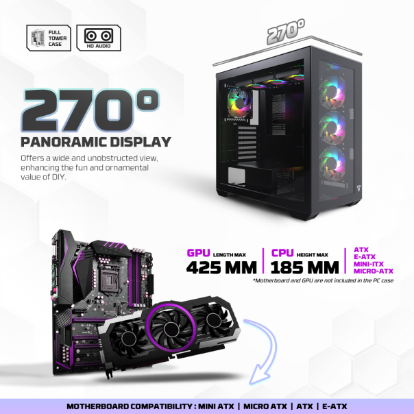 Kućište Gaming Fantech CG87 Lumina XL crno - 223255