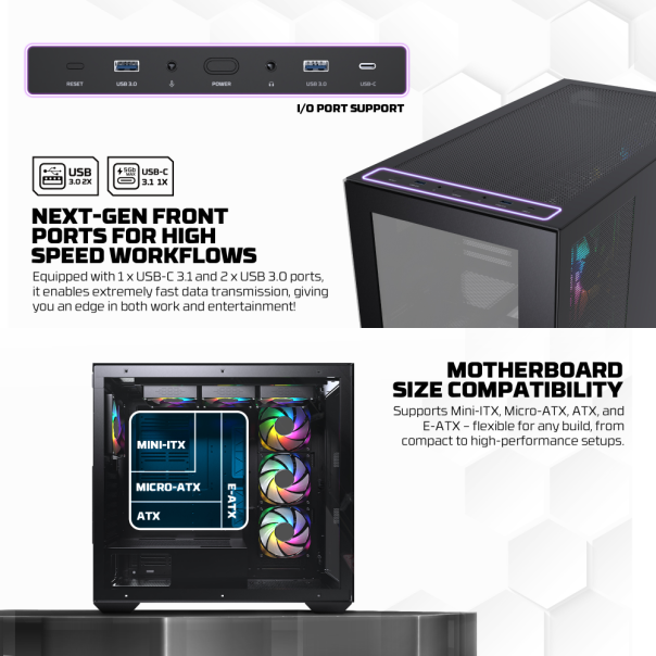 Kućište Gaming Fantech CG87 Lumina XL crno - 223255