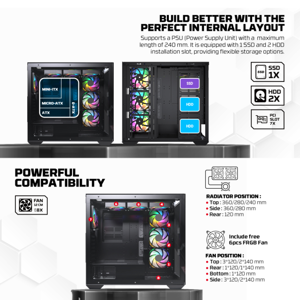 Kućište Gaming Fantech CG87 Lumina XL crno - 223255