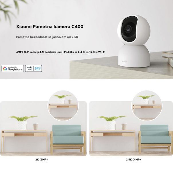 XIAOMI Smart Kamera C400, bela - 70060