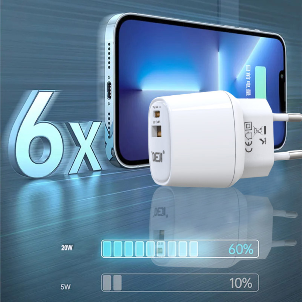 Kućni punjač DEJI A88 Fast Charger 20W beli - 600905