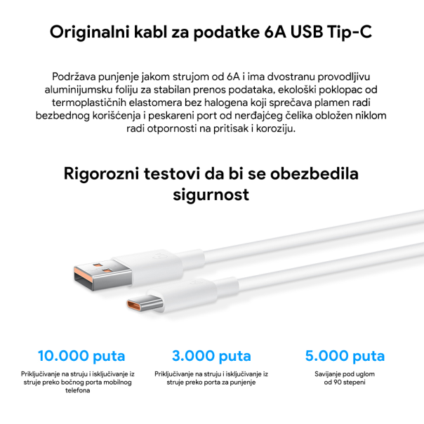 Kućni punjač Honor Super Charge 66W sa kablom beli - 210497