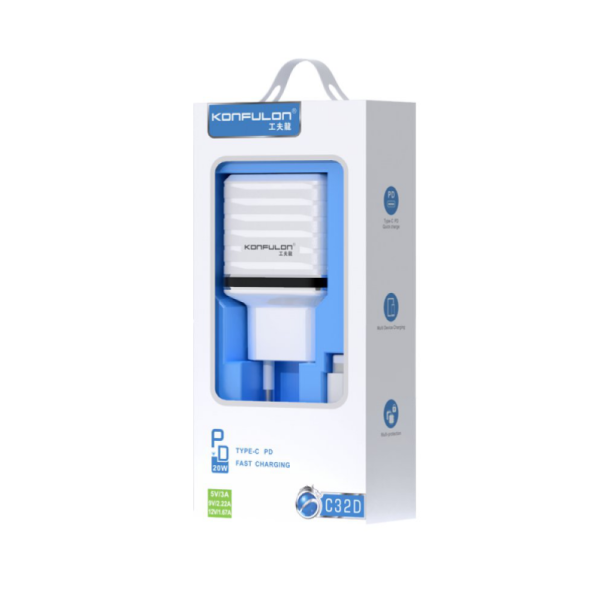 Kucni punjac KONFULON C32D+DC13 PD 20W sa iPhone lightning kablom - 92107