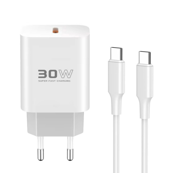 Kućni punjač KONFULON C87c + DL51, 30W, +DL51 sa PD kablom Type C na Type C beli - 220799