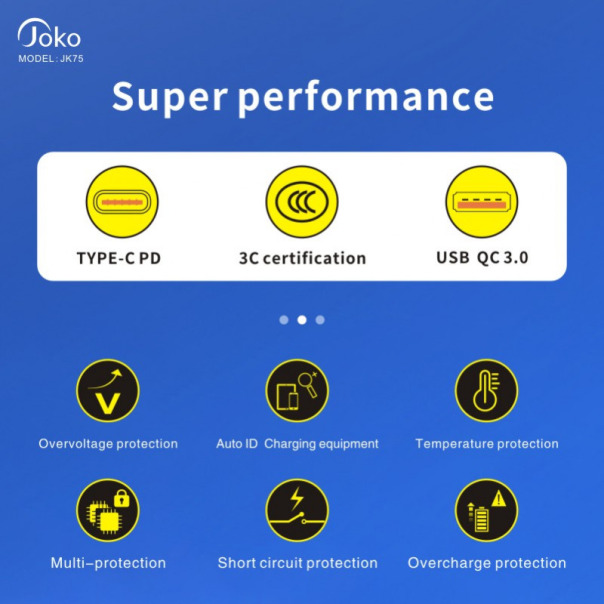 Kućni punjač KONFULON JK75, GaN, QC3.0 18W, PD 20W beli - 206622