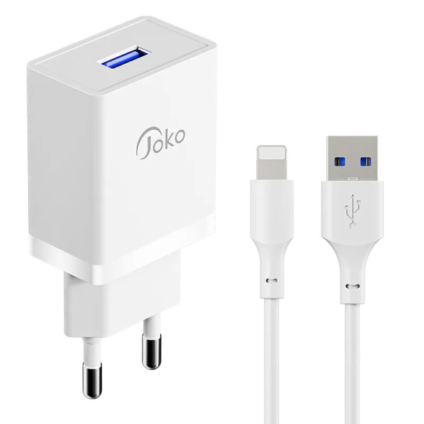 Kućni punjač KONFULON Joko JK77 2.4A sa kablom USB na iPhone Lightning beli 1m - 610482