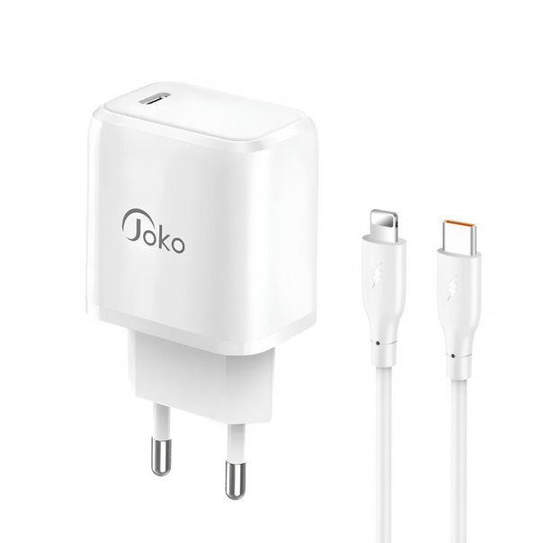 Kućni punjač KONFULON JK91+DC66 PD20W sa PD kablom Type C na iPhone lightning beli - 221848