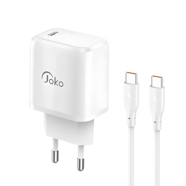 Kućni punjač KONFULON JK91+DC67 PD20W sa PD kablom Type C na Type C beli - 221849