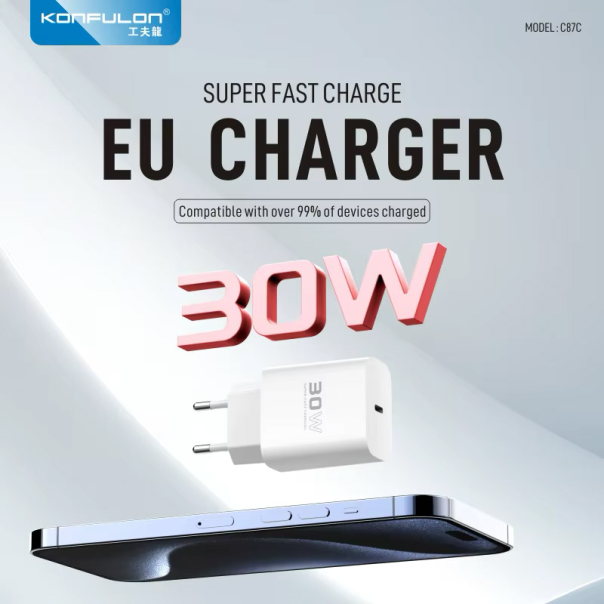 Kućni punjač KONFULON Joko C87C 30W sa kablom Type-C na Type-C beli 1m - 617550
