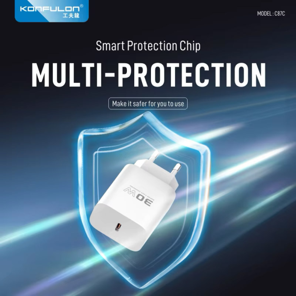 Kućni punjač KONFULON Joko C87C 30W sa kablom Type-C na Type-C beli 1m - 617550