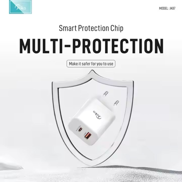 Kućni punjač KONFULON Joko JK87 PD 30W/ USB Q.30W sa kablom USB na Type-C beli 1m - 613670
