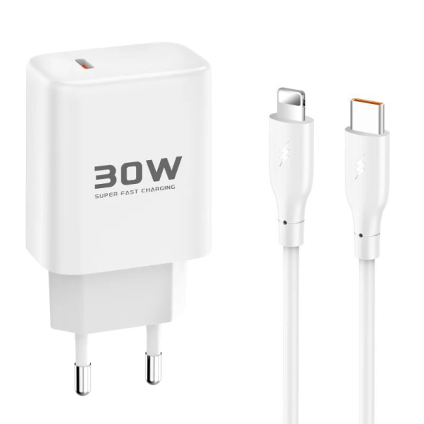 Kućni punjač KONFULON Joko JK89+DC66 PD 30W sa kablom Type-C na iPhone Lightning beli 1m - 615492