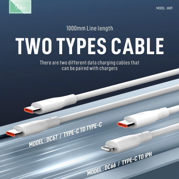 Kućni punjač KONFULON Joko JK89+DC67 PD 30W sa kablom Type-C na Type-C beli 1m - 615491