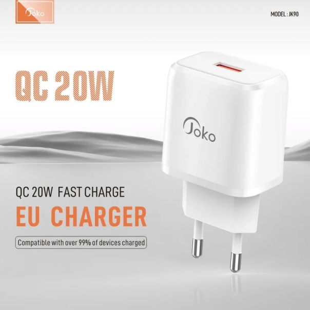Kućni punjač KONFULON Joko JK90+DC65 PD 20W sa kablom USB na Type-C beli 1m - 615493