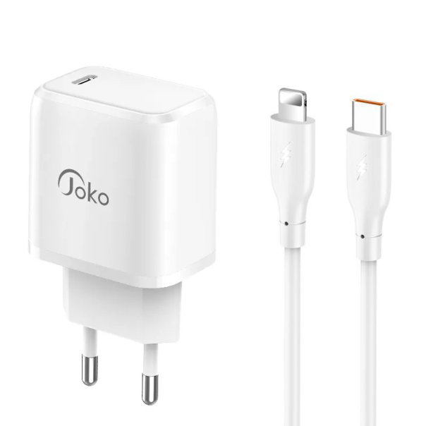 Kućni punjač KONFULON Joko JK91+DC66 PD 20W sa kablom Type-C na iPhone Lightning beli 1m - 615496