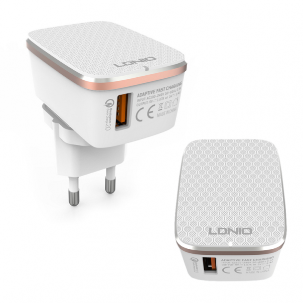 Kucni punjac LDNIO A1204Q Quick Charge 3.0 USB 5V 2.4A sa micro USB kablom beli - 78909