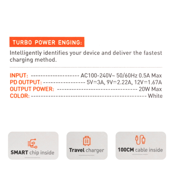 Kucni punjac LDNIO A1209C PD, 20W sa Type C na iPhone lightning kablom beli - 218366