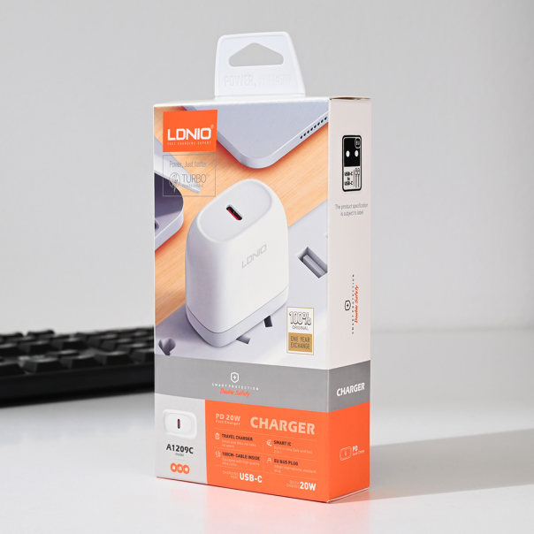 Kucni punjac LDNIO A1209C PD, 20W sa Type C na iPhone lightning kablom beli - 218366