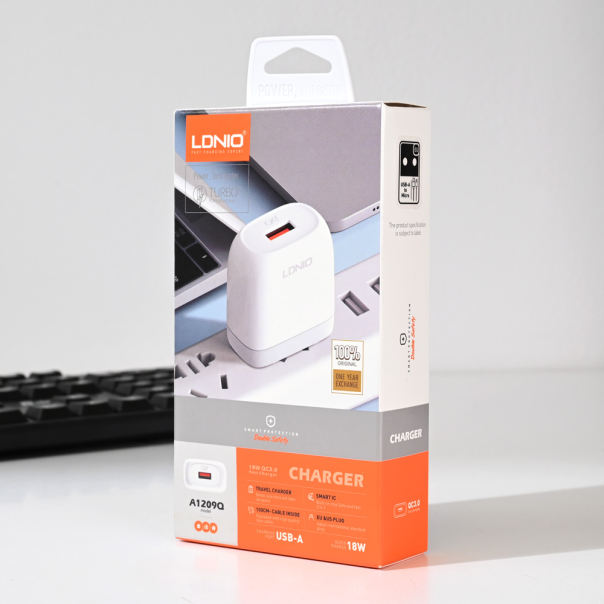 Kucni punjac LDNIO A1209Q QC3.0, 18W sa iPhone lightning kablom beli - 218363