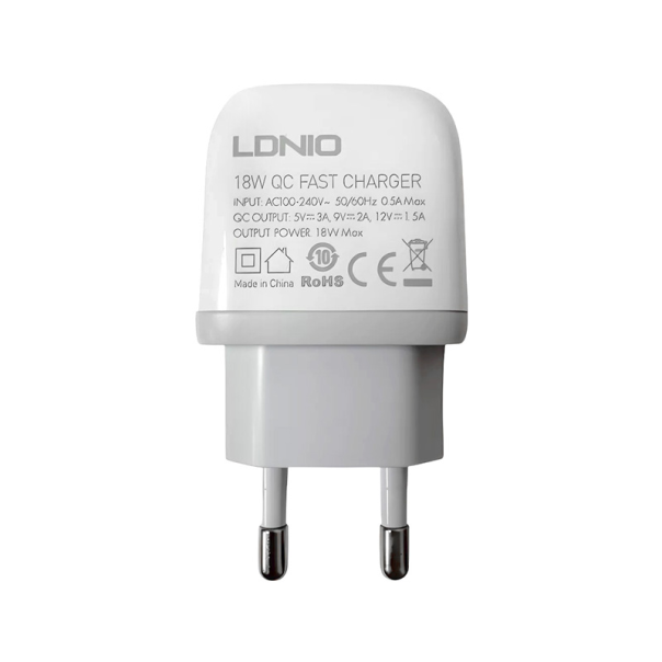 Kucni punjac LDNIO A1209Q QC3.0, 18W sa Type C kablom beli - 218364