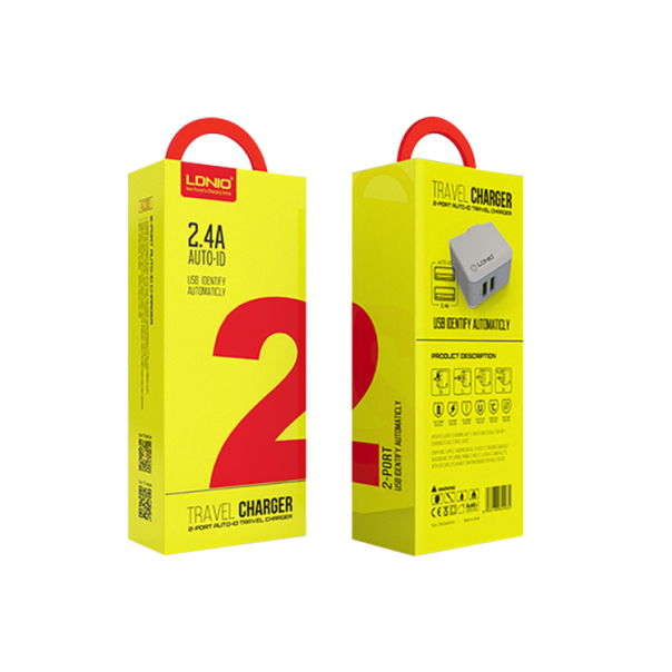 Kućni punjač LDNIO A2203 dual USB 2.4A + iPhone Lightning kabel beli - 020371