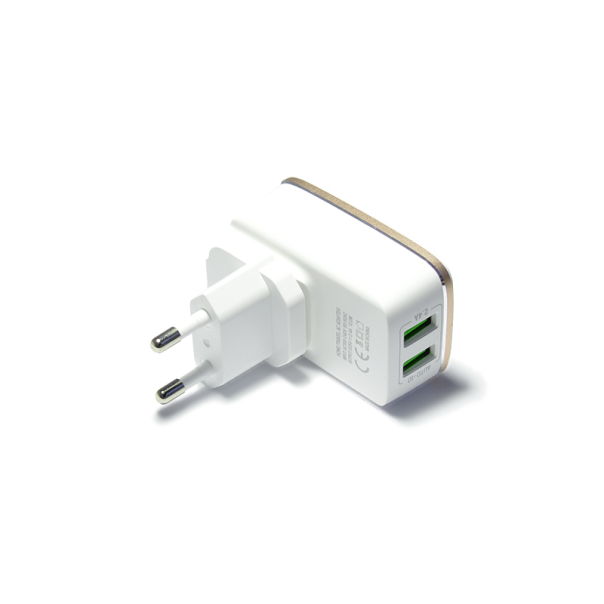 Kućni punjač LDNIO A2204 dual USB 2.4A + iPhone Lightning kabel zlatni - 013824