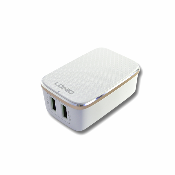 Kućni punjač LDNIO A2204 dual USB 2.4A + iPhone Lightning kabel zlatni - 013824