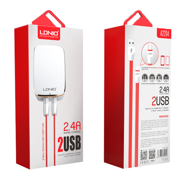 Kućni punjač LDNIO A2204 dual USB 2.4A + Type-C kabel zlatni - 023829-1
