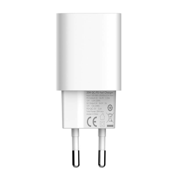 Kucni punjac LDNIO A2318C 20W PD Quick Charge 3.0 sa Type C na Type C kablom beli - 204560