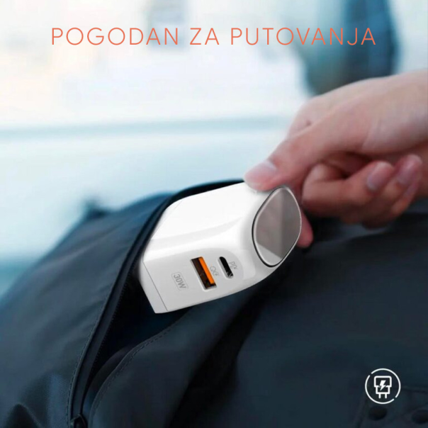 Kućni punjač LDNIO A2522C QC3.0, PD, PPS, LED Display, 30W sa Type C na Type C kablom beli - 216152-1-1