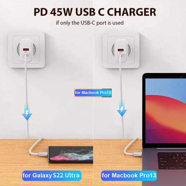 Kućni punjač LDNIO A2526C FAST CHARGING 45W/ QC4+/ QC3.0 sa kablom Type-C na lightning beli - 618377