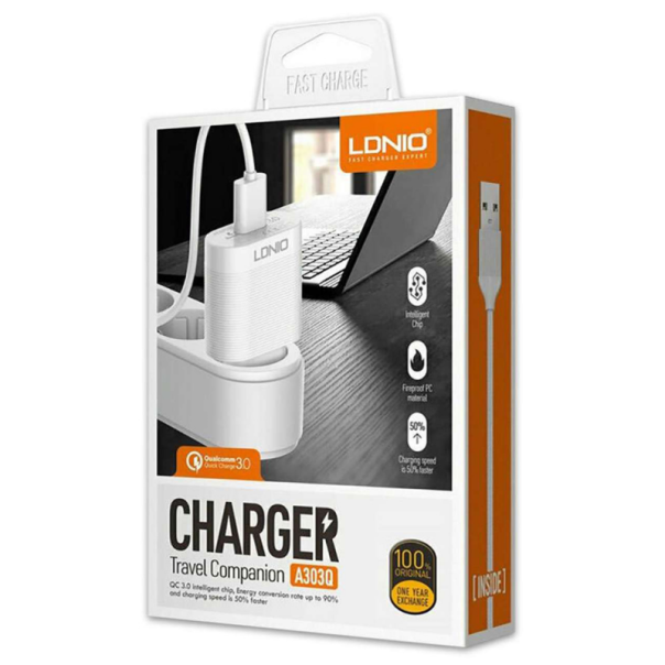 Kucni punjac LDNIO A303Q QC 3.0 5V 3A 18W Type C beli - 81391