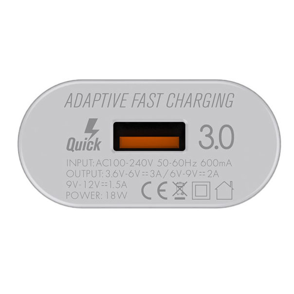 Kućni punjač LDNIO A303Q USB 5V/ 3A (18W) FAST CHARGING QC 3.0 sa kablom USB na Type-C beli - 039182