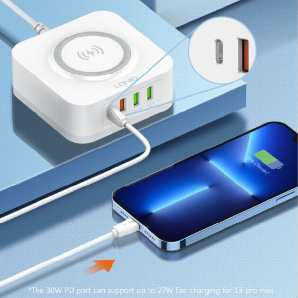 Kucni punjac LDNIO AW004 32W Desktop Wireless Quick Charge 3.0 + PD 30W beli - 204562